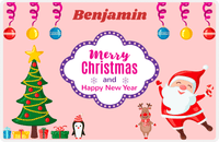 Thumbnail for Personalized Christmas Placemat III - Merry Christmas - Pink Background -  View