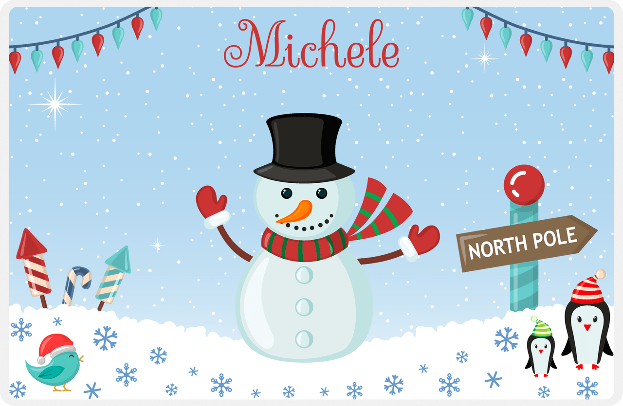 Personalized Christmas Placemat V - North Pole - Blue Background -  View