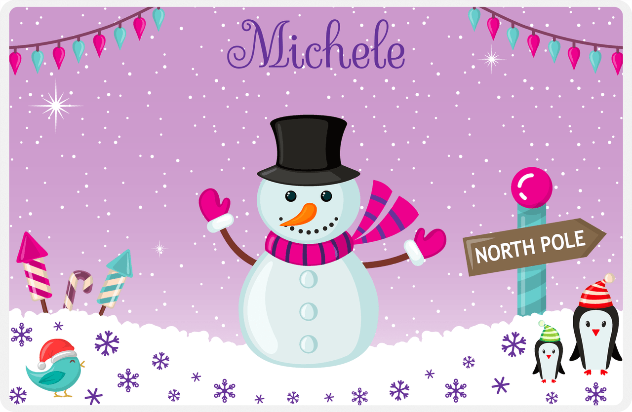 Personalized Christmas Placemat V - North Pole - Purple Background -  View