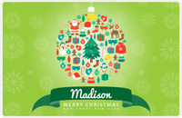 Thumbnail for Personalized Christmas Placemat VI - Xmas Ornament - Green Background -  View