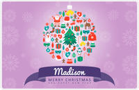 Thumbnail for Personalized Christmas Placemat VI - Xmas Ornament - Purple Background -  View