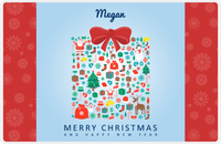 Thumbnail for Personalized Christmas Placemat VII - Xmas Present - Blue Background -  View