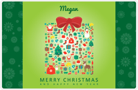 Thumbnail for Personalized Christmas Placemat VII - Xmas Present - Green Background -  View
