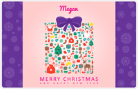 Thumbnail for Personalized Christmas Placemat VII - Xmas Present - Pink Background -  View