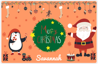 Thumbnail for Personalized Christmas Placemat VIII - Decorative Garland - Orange Background -  View