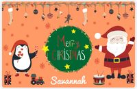 Thumbnail for Personalized Christmas Placemat VIII - Decorative Garland - Orange Background -  View