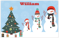 Thumbnail for Personalized Christmas Placemat IX - Snow Family - Blue Background -  View