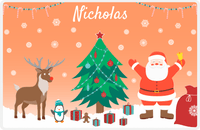 Thumbnail for Personalized Christmas Placemat X - Santa's Tree - Orange Background -  View
