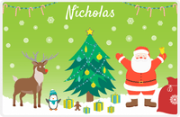 Thumbnail for Personalized Christmas Placemat X - Santa's Tree - Green Background -  View