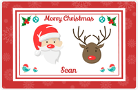 Thumbnail for Personalized Christmas Placemat XII - Snowflake Border - Red Background -  View