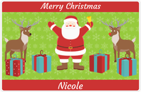 Thumbnail for Personalized Christmas Placemat XIII - Santa's Reindeer - Green Background -  View