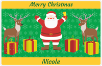 Thumbnail for Personalized Christmas Placemat XIII - Santa's Reindeer - Green Background II -  View