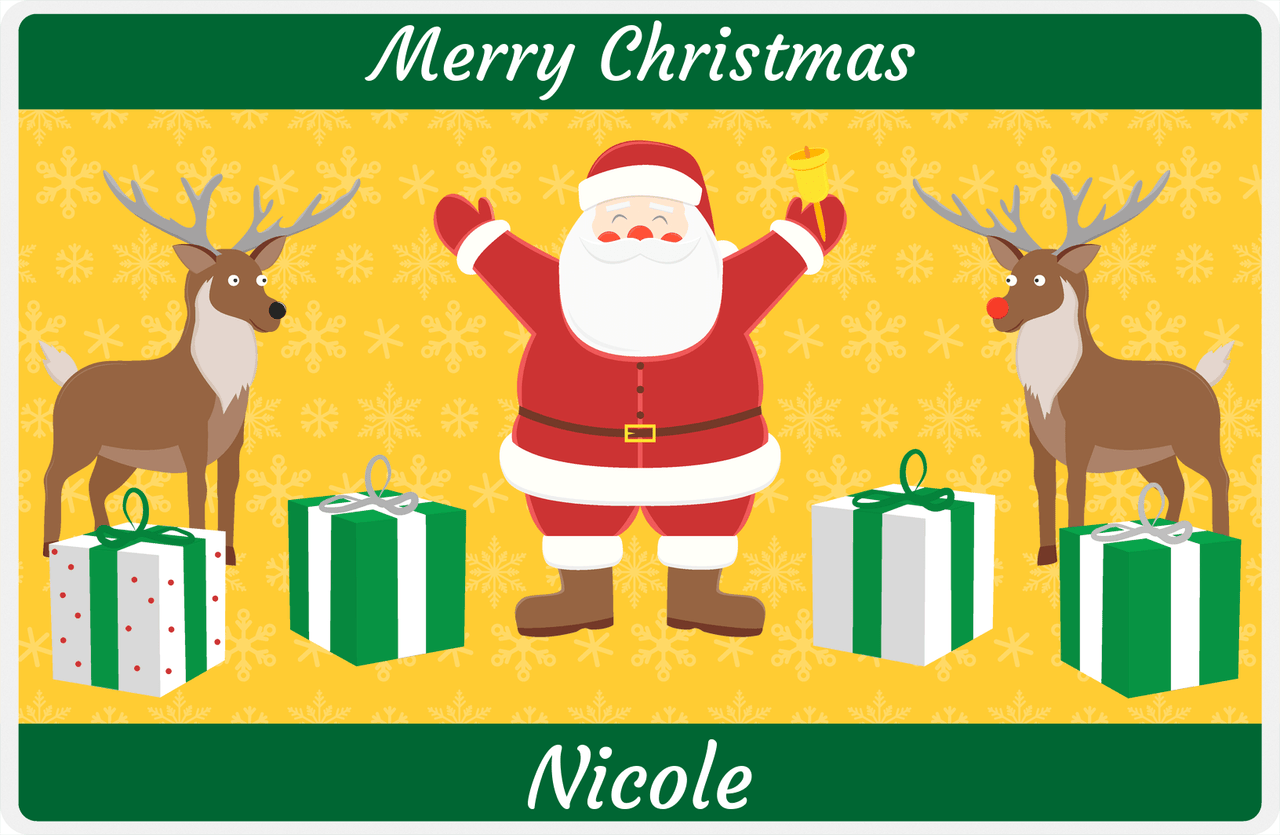 Personalized Christmas Placemat XIII - Santa's Reindeer - Yellow Background -  View