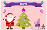 Thumbnail for Personalized Christmas Placemat XIV - Name Ribbon - Pink Background -  View