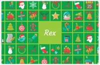 Thumbnail for Personalized Christmas Placemat XV - Xmas Blocks - Green Background -  View