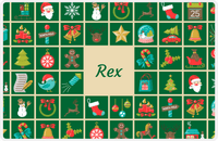 Thumbnail for Personalized Christmas Placemat XV - Xmas Blocks - Dark Green Background -  View