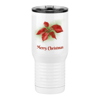 Thumbnail for Personalized Christmas Poinsettia Tumbler, Travel Coffee Mug with Handle and Slider Lid, White 20 oz Polar Camel, Stainless Steel, Vacuum Insulated - Front Print - Front View