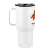 Thumbnail for Personalized Christmas Poinsettia Tumbler, Travel Coffee Mug with Handle and Slider Lid, White 20 oz Polar Camel, Stainless Steel, Vacuum Insulated - Front Print - Left View