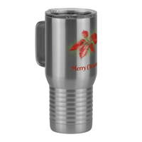 Thumbnail for Personalized Christmas Poinsettia Tumbler, Travel Coffee Mug with Handle and Slider Lid, White 20 oz Polar Camel, Stainless Steel, Vacuum Insulated - Front Print - Front Left View