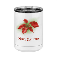 Thumbnail for Personalized Christmas Poinsettia Tumbler, Coffee Mug with Handle and Slider Lid, White 15 oz Polar Camel, Stainless Steel, Vacuum Insulated - Front Print - Front View