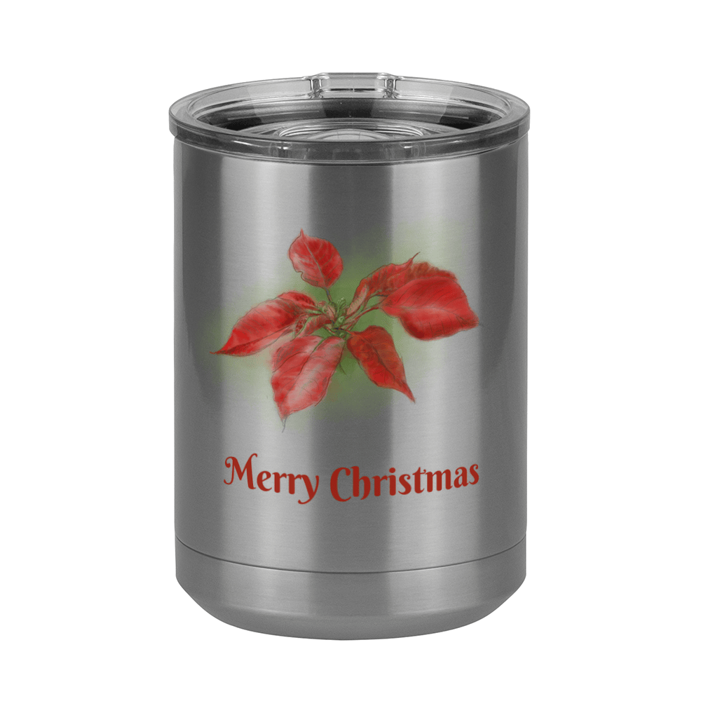 Personalized Christmas Poinsettia Tumbler, Coffee Mug with Handle and Slider Lid, White 15 oz Polar Camel, Stainless Steel, Vacuum Insulated - Front Print - Front View