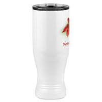 Thumbnail for Personalized Christmas Poinsettia Tumbler, Pilsner Tumbler with Lid, White 20 oz Polar Camel, Stainless Steel, Vacuum Insulated - Front Print - Left View