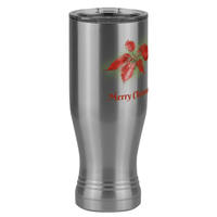 Thumbnail for Personalized Christmas Poinsettia Tumbler, Pilsner Tumbler with Lid, White 20 oz Polar Camel, Stainless Steel, Vacuum Insulated - Front Print - Front Left View