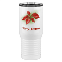 Thumbnail for Personalized Christmas Poinsettia Tumbler, Tall Travel Coffee Mug, White 20 oz Polar Camel, Stainless Steel, Vacuum Insulated - Front Print - Front View