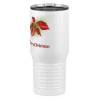 Thumbnail for Personalized Christmas Poinsettia Tumbler, Tall Travel Coffee Mug, White 20 oz Polar Camel, Stainless Steel, Vacuum Insulated - Front Print - Front Right View