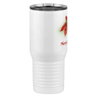 Thumbnail for Personalized Christmas Poinsettia Tumbler, Tall Travel Coffee Mug, White 20 oz Polar Camel, Stainless Steel, Vacuum Insulated - Front Print - Left View