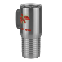 Thumbnail for Personalized Christmas Poinsettia Travel Coffee Mug Tumbler with Handle (20 oz) - 2-sided print - Front Left View