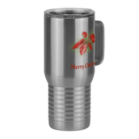 Thumbnail for Personalized Christmas Poinsettia Travel Coffee Mug Tumbler with Handle (20 oz) - 2-sided print - Front Right View