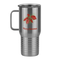 Thumbnail for Personalized Christmas Poinsettia Travel Coffee Mug Tumbler with Handle (20 oz) - 2-sided print - Left View