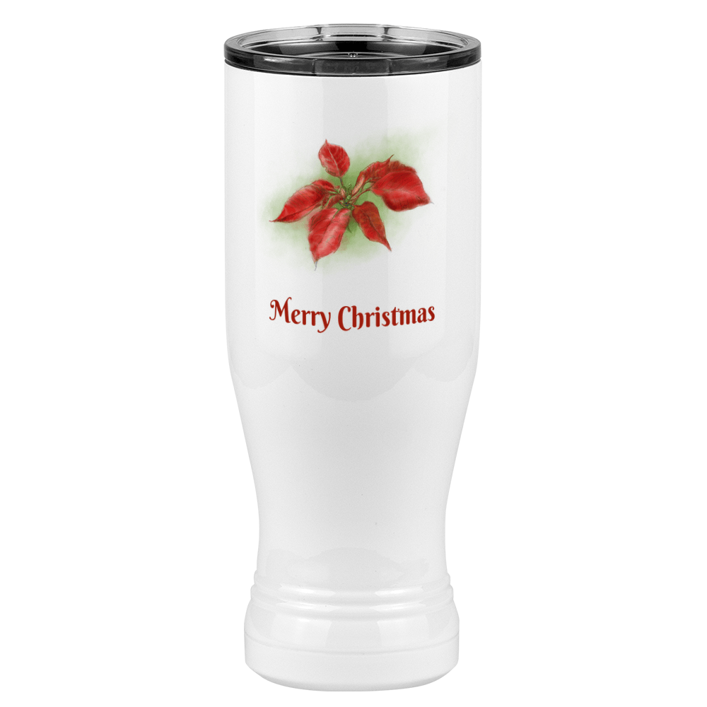 Personalized Christmas Poinsettia Pilsner Tumbler (20 oz) - 2-sided print - Left View