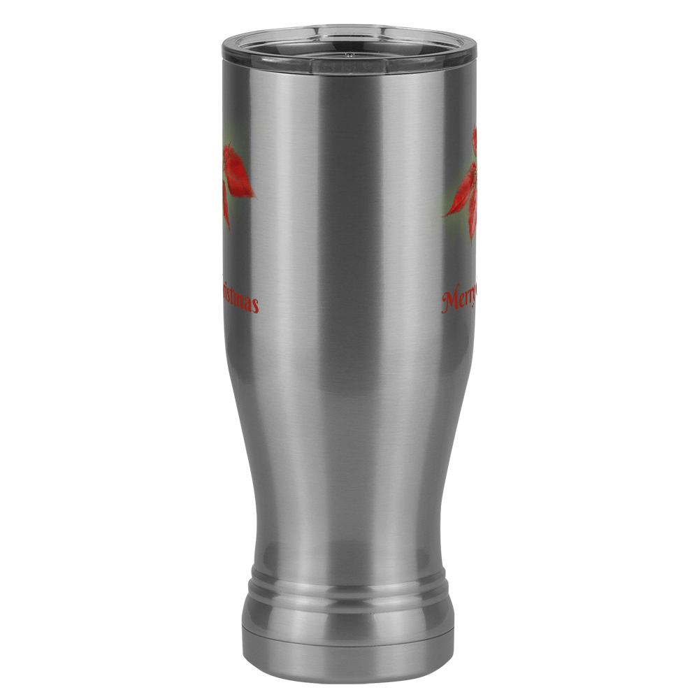 Personalized Christmas Poinsettia Pilsner Tumbler (20 oz) - 2-sided print - Front View