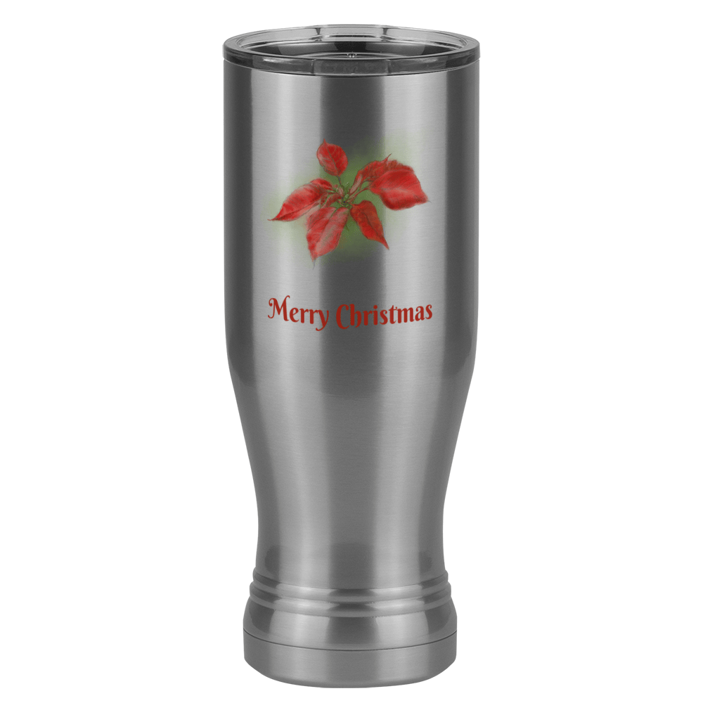 Personalized Christmas Poinsettia Pilsner Tumbler (20 oz) - 2-sided print - Left View