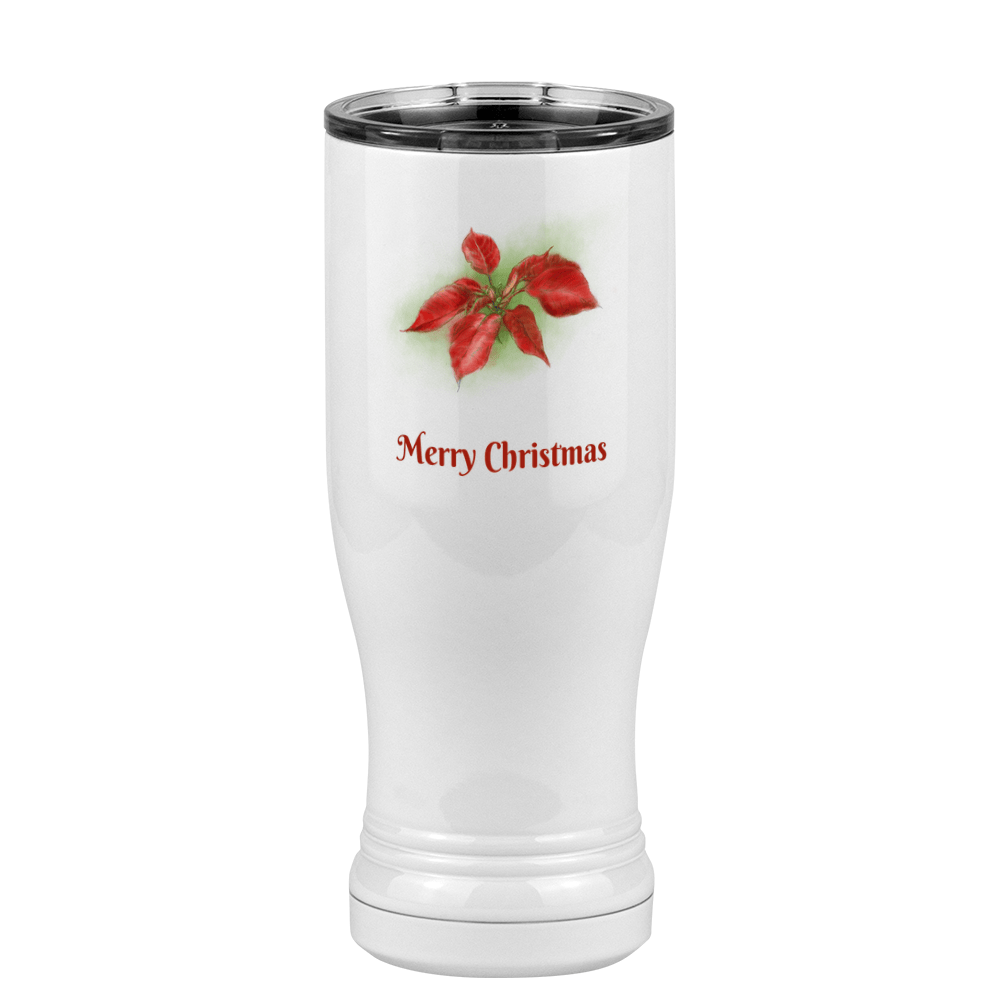 Personalized Christmas Poinsettia Pilsner Tumbler (14 oz) - 2-sided print - Left View