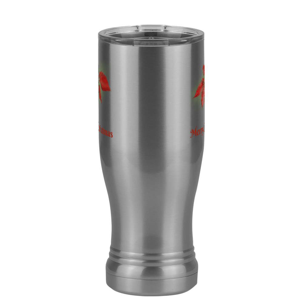 Personalized Christmas Poinsettia Pilsner Tumbler (14 oz) - 2-sided print - Front View