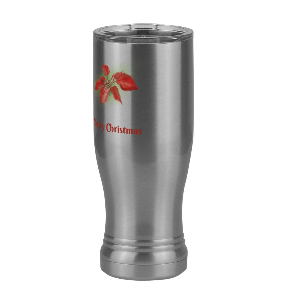 Personalized Christmas Poinsettia Pilsner Tumbler (14 oz) - 2-sided print - Front Left View