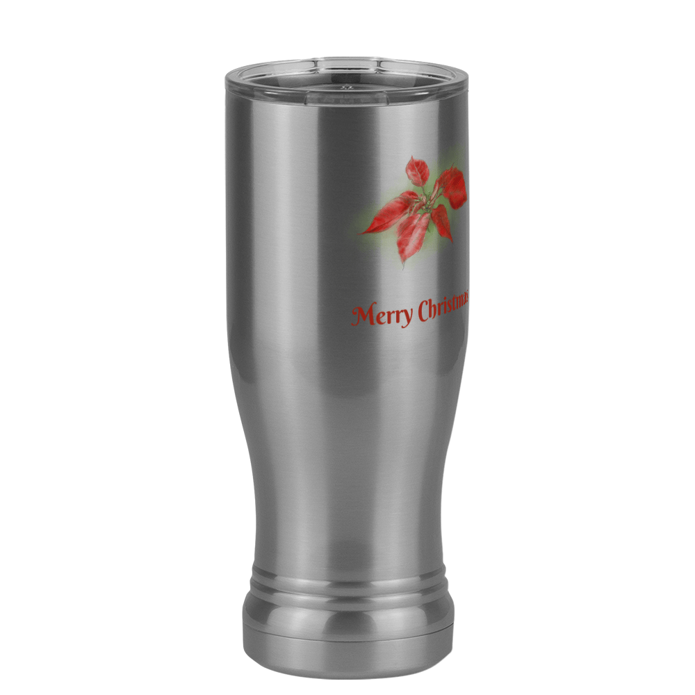 Personalized Christmas Poinsettia Pilsner Tumbler (14 oz) - 2-sided print - Front Right View