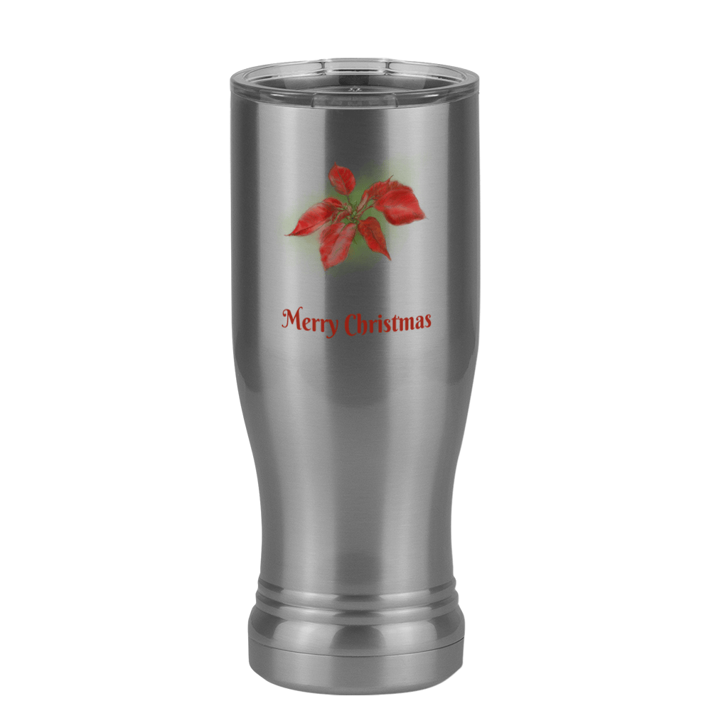 Personalized Christmas Poinsettia Pilsner Tumbler (14 oz) - 2-sided print - Left View