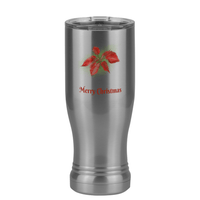 Thumbnail for Personalized Christmas Poinsettia Pilsner Tumbler (14 oz) - 2-sided print - Left View