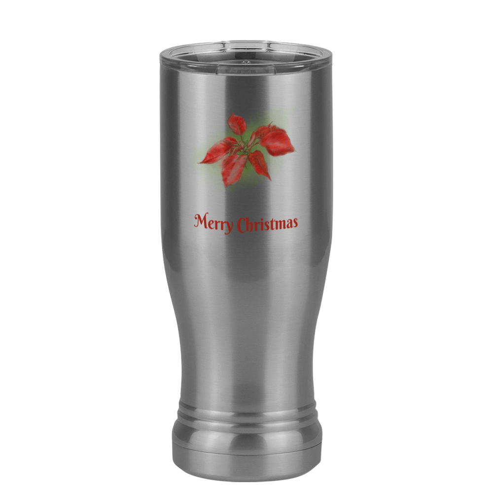 Personalized Christmas Poinsettia Pilsner Tumbler (14 oz) - 2-sided print - Right View