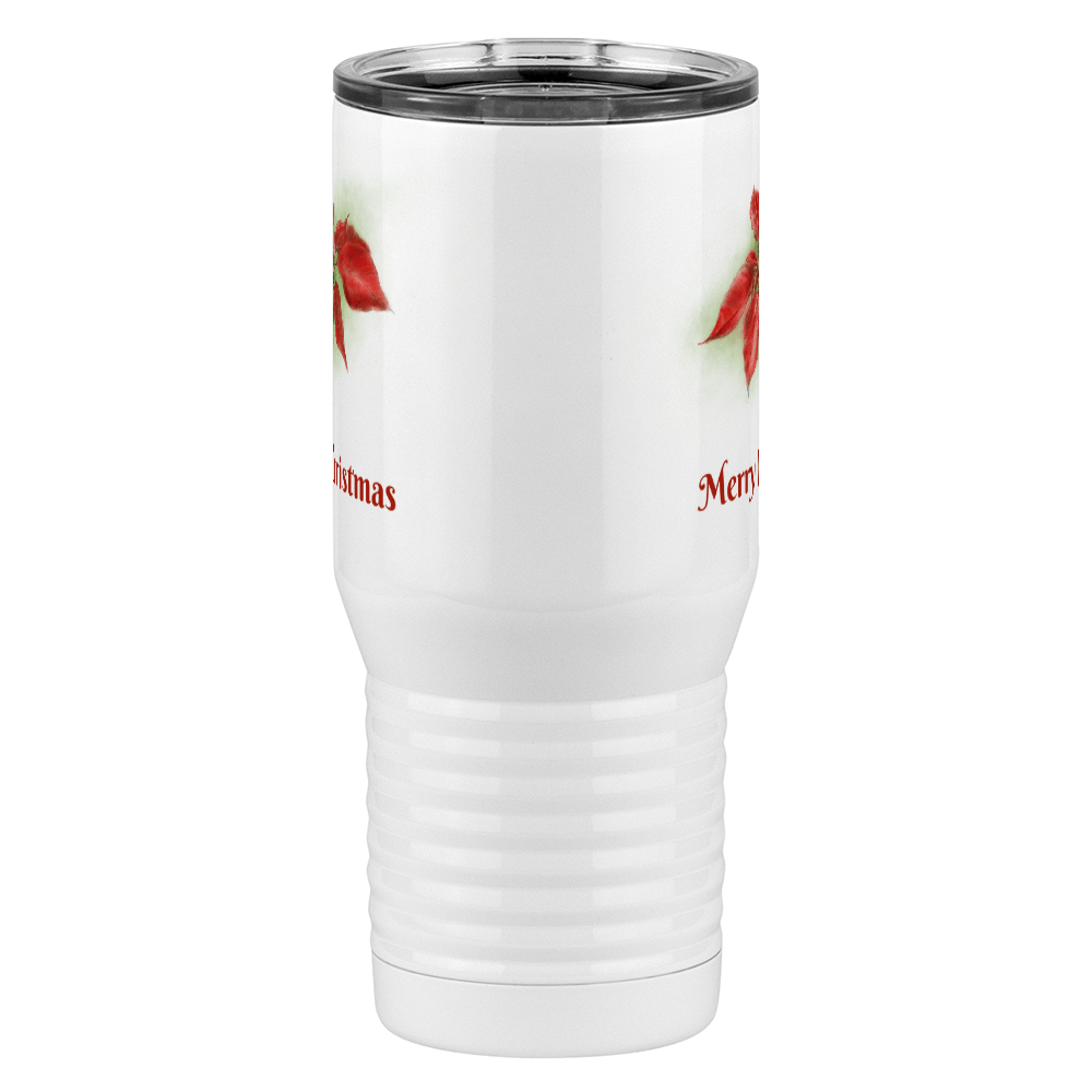 Personalized Christmas Poinsettia Tall Travel Tumbler (20 oz) - 2-sided print - Front View