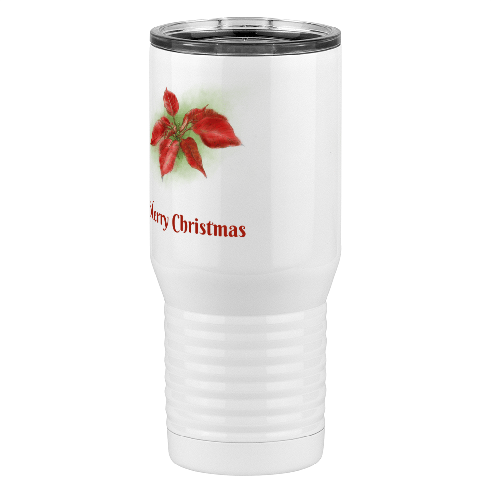 Personalized Christmas Poinsettia Tall Travel Tumbler (20 oz) - 2-sided print - Front Left View