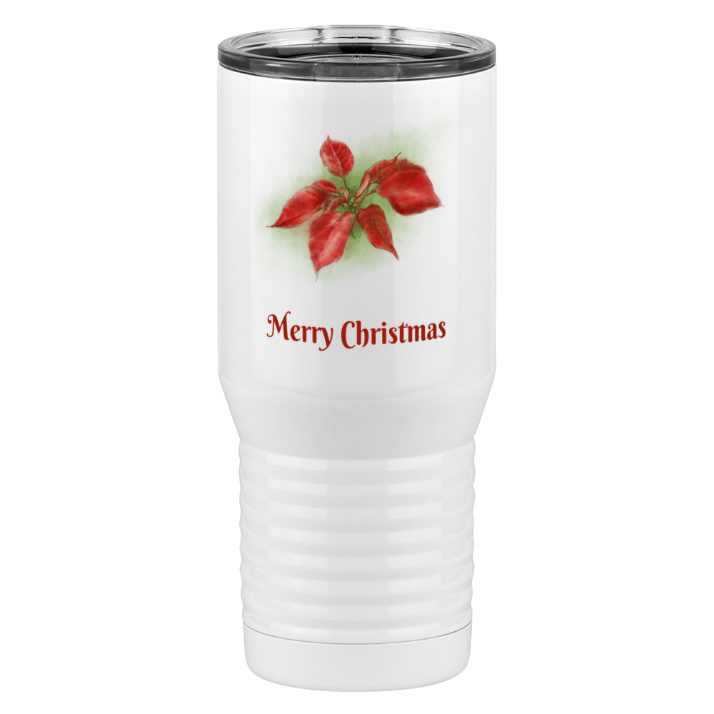 Personalized Christmas Poinsettia Tall Travel Tumbler (20 oz) - 2-sided print - Left View