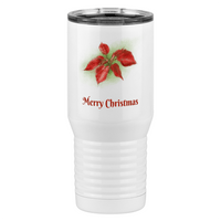 Thumbnail for Personalized Christmas Poinsettia Tall Travel Tumbler (20 oz) - 2-sided print - Left View