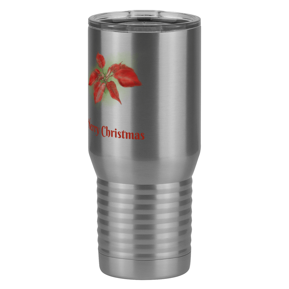 Personalized Christmas Poinsettia Tall Travel Tumbler (20 oz) - 2-sided print - Front Left View