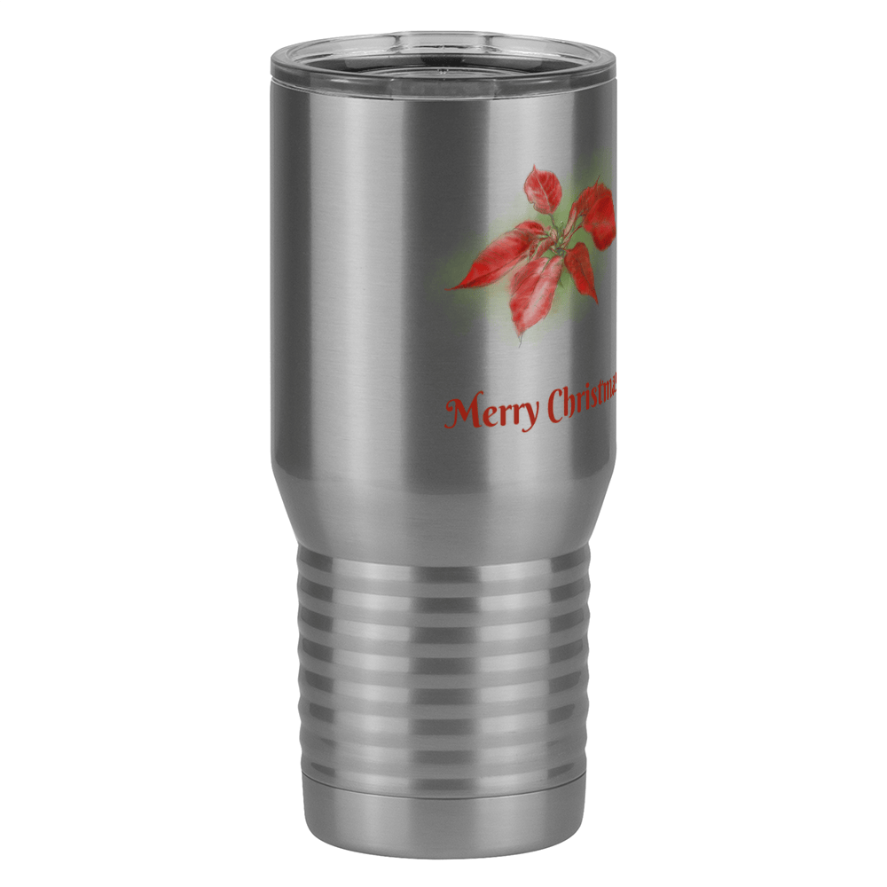 Personalized Christmas Poinsettia Tall Travel Tumbler (20 oz) - 2-sided print - Front Right View