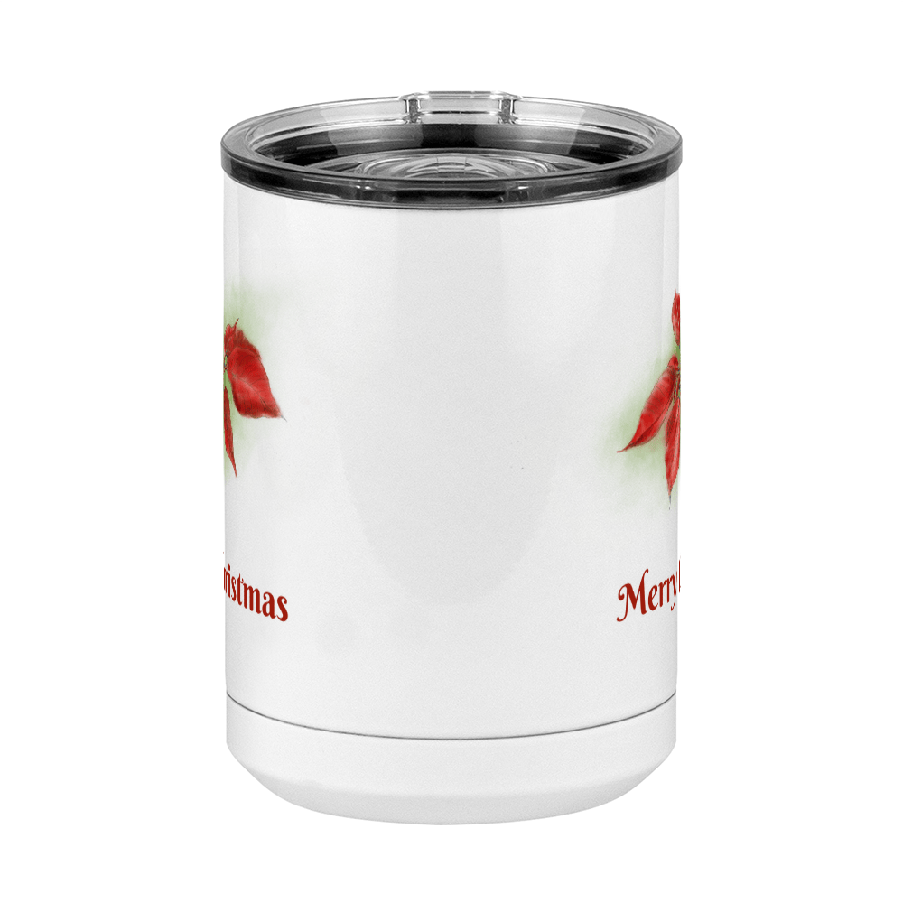 Personalized Christmas Poinsettia Coffee Mug Tumbler with Handle (15 oz) - 2-sided print - Front View